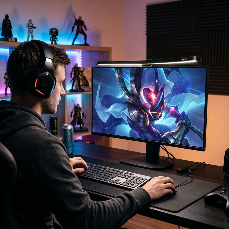 21.7 in. W x 6  in. D Curved Monitor Light Bar with Touch Control and RGB Ambient Backlight, Eye-Care LED Screen Lamp for Gaming Desk