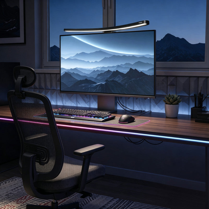 21.7 in. W x 6  in. D Curved Monitor Light Bar with Touch Control and RGB Ambient Backlight, Eye-Care LED Screen Lamp for Gaming Desk