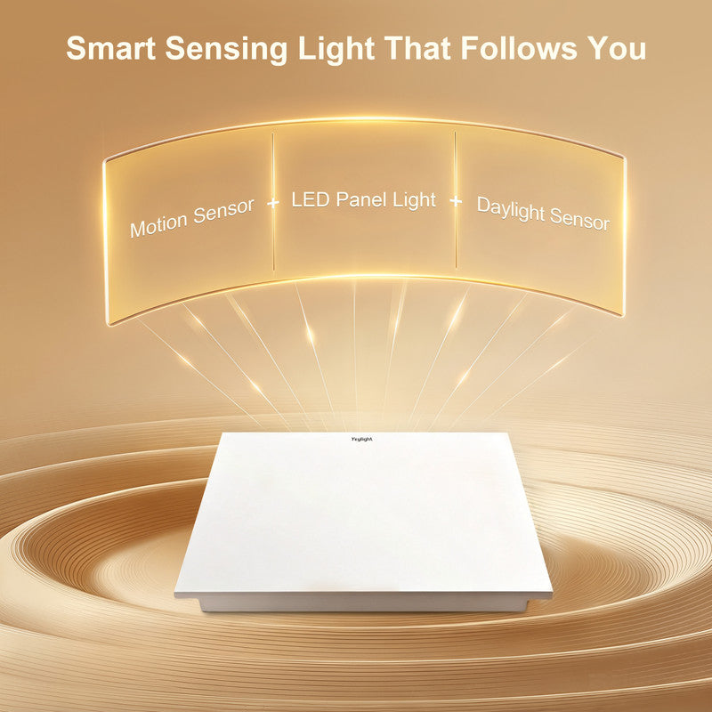 1 ft. x 1 ft. Motion Sensor LED Flat Panel Light , Ultra Thin Frameless Recessed Ceiling Light for Corridor, Restroom, Storage Room, Stairwell, Office and Break Room