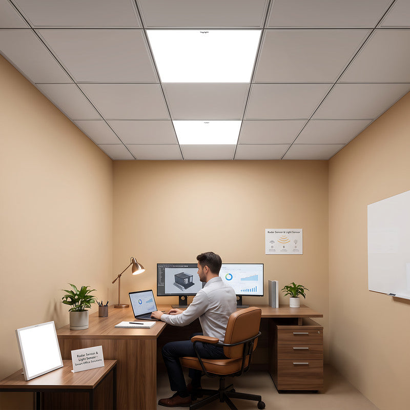 1 ft. x 1 ft. Motion Sensor LED Flat Panel Light , Ultra Thin Frameless Recessed Ceiling Light for Corridor, Restroom, Storage Room, Stairwell, Office and Break Room