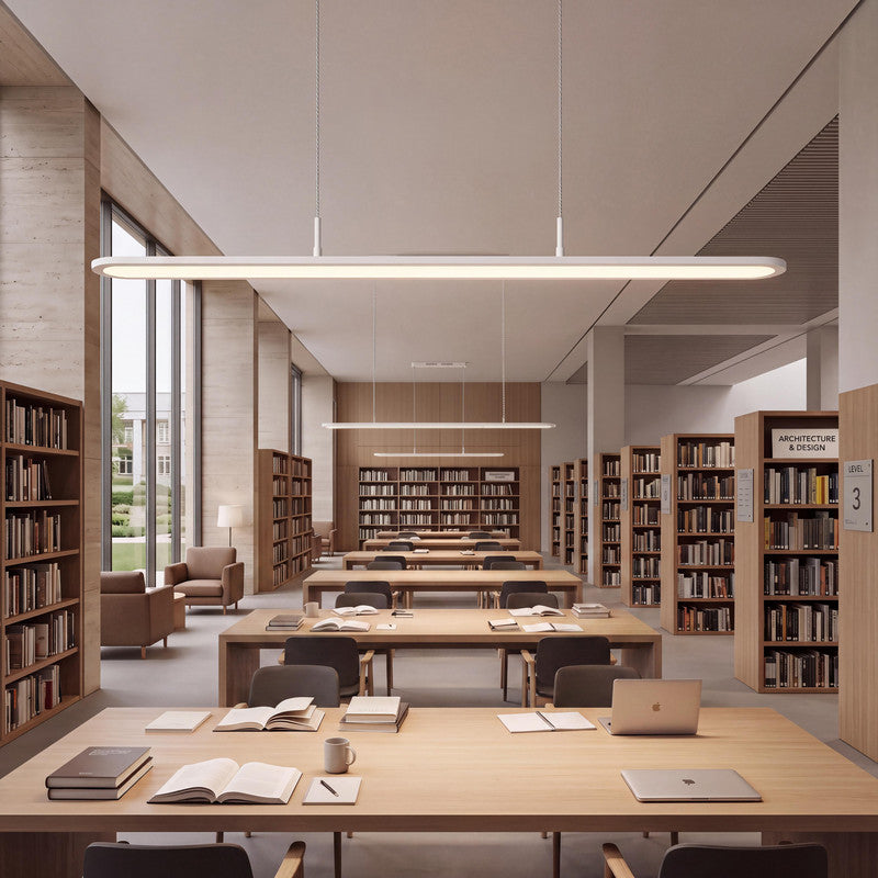 4 ft. x 4 in. Full Spectrum LED Linear Pendant Light, Ultra Thin Eye-Care Suspension Light for Classroom, Office and Library