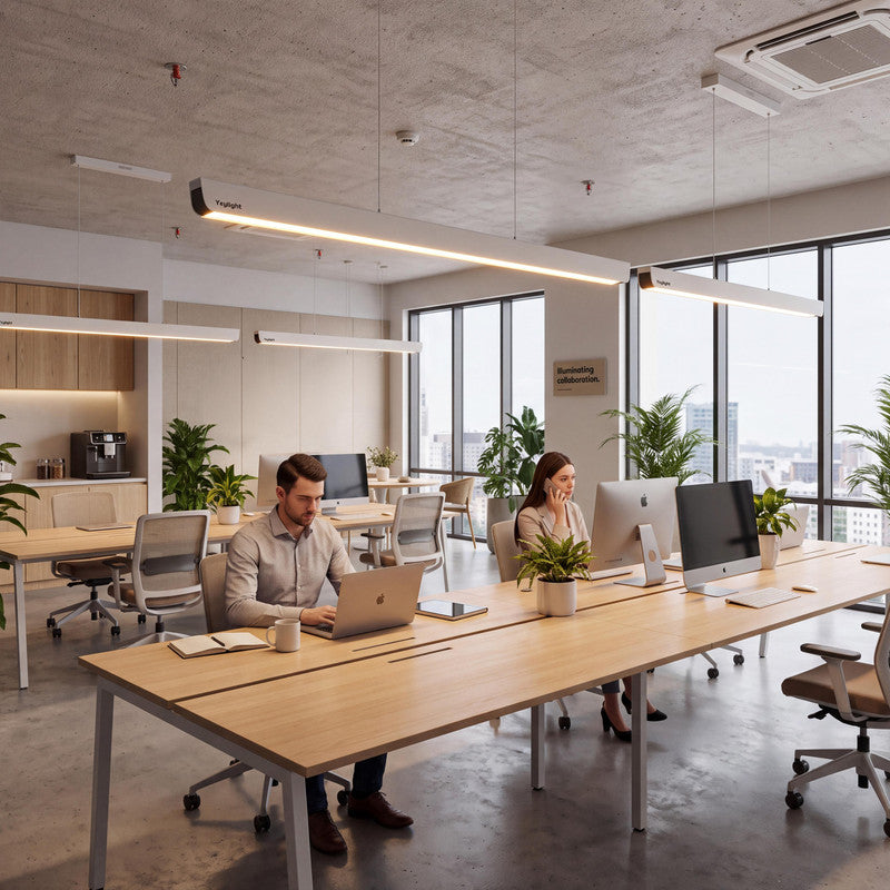 4 ft. x 2 in. Full Spectrum LED Linear Pendant Light, Minimalist Modern Bar Suspension Fixture for Classroom, Office and Library