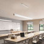 4 ft. x 2 in. Full Spectrum LED Linear Pendant Light, Minimalist Modern Bar Suspension Fixture for Classroom, Office and Library