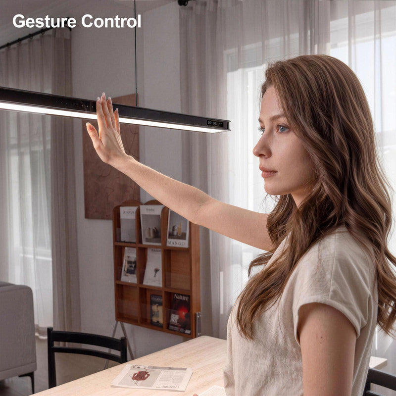 4 ft. x 1.2 in. Smart LED Linear Pendant Light, Modern Minimalist Eye-Care Dimmable Suspension Fixture for Classroom, Libraryand Office