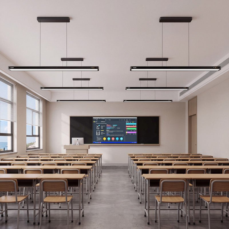 4 ft. x 1.2 in. Smart LED Linear Pendant Light, Modern Minimalist Eye-Care Dimmable Suspension Fixture for Classroom, Libraryand Office
