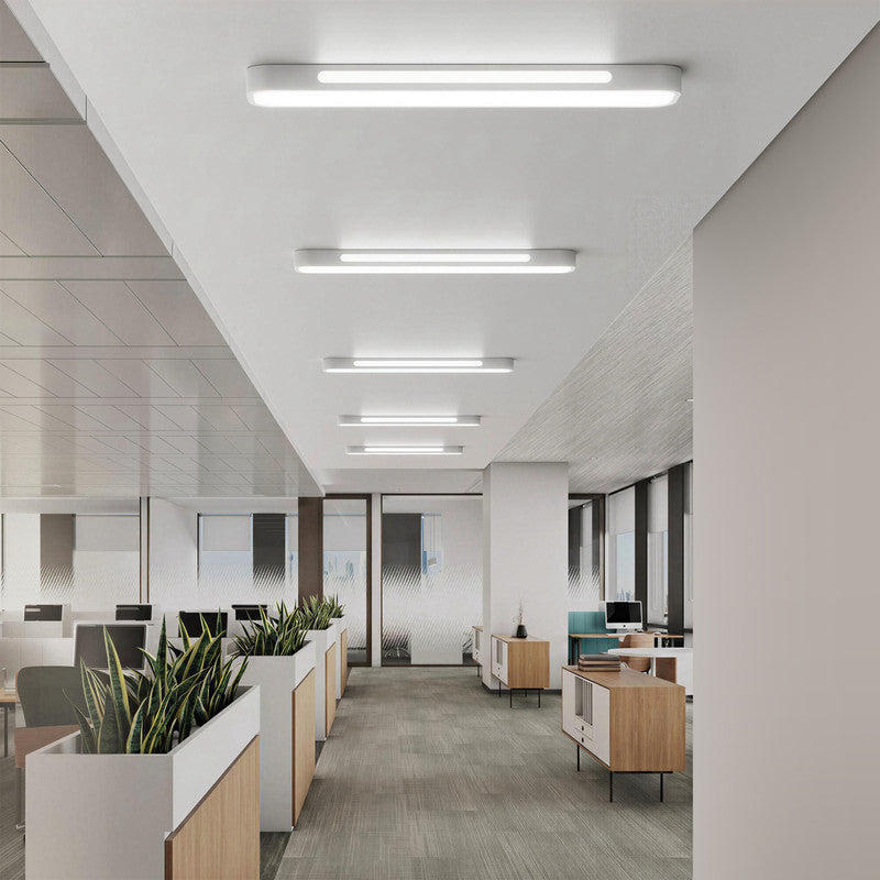4 ft. x 2 in. H Full Spectrum LED Linear Ceiling Light, White Eye-Care Flush Mount Fixture with Uniform Lighting for Office and Classroom