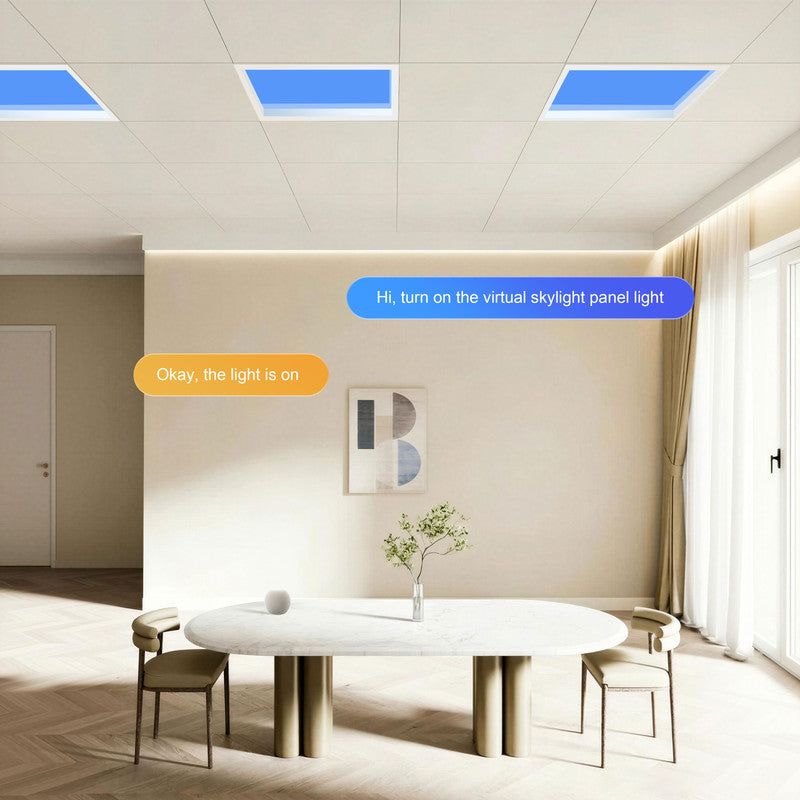 2 ft. x 2 ft. Ultra Thin Virtual Skylight Panel Light, Full Spectrum Natural Daylight Ceiling Light for Hospital, Conference Room and Library